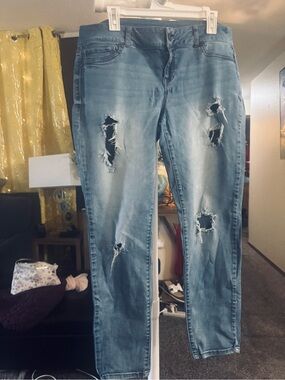 Maurices Light Blue Distressed Skinny Jeans